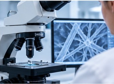 Laboranalyse mit Mikroskop und Probenröhrchen